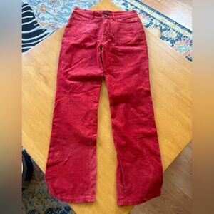 Vintage jou jou skins suede leather tomato red pants